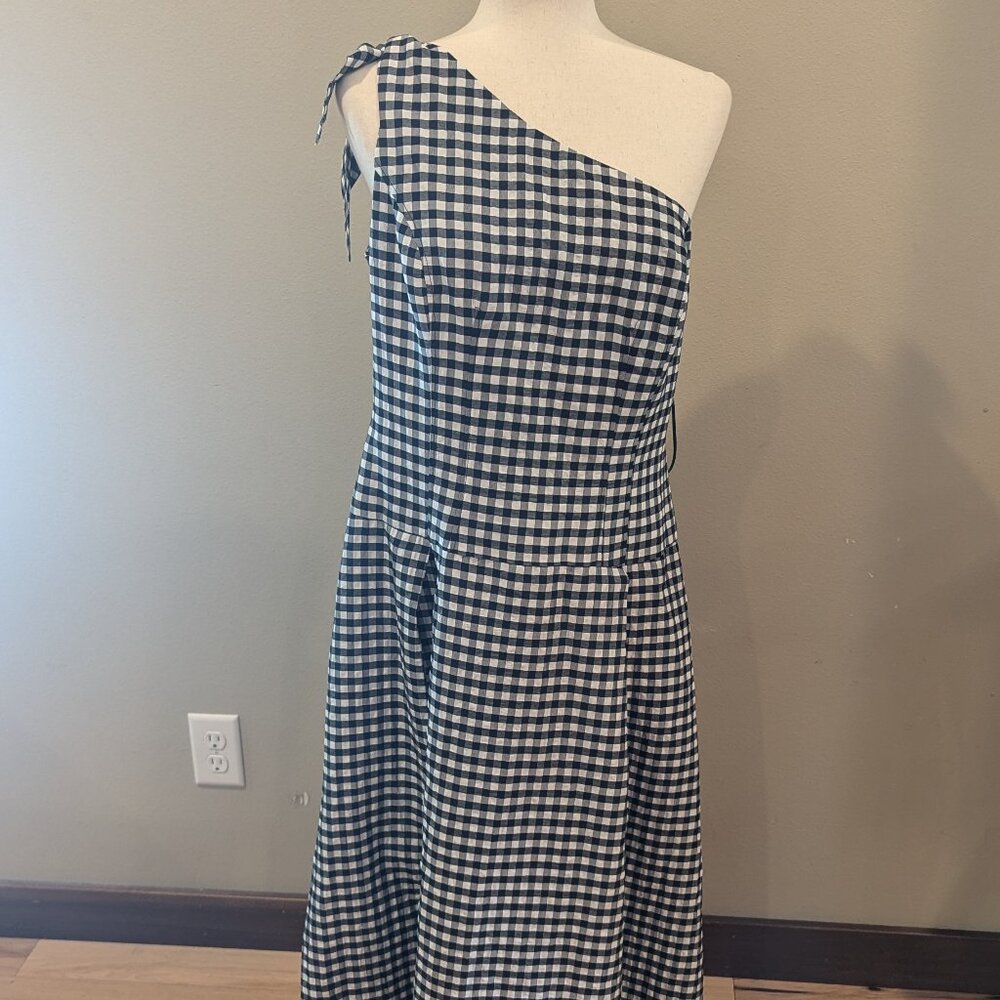 Anthropologie One-Shoulder Gingham Midi Dress - Picture 13 of 13